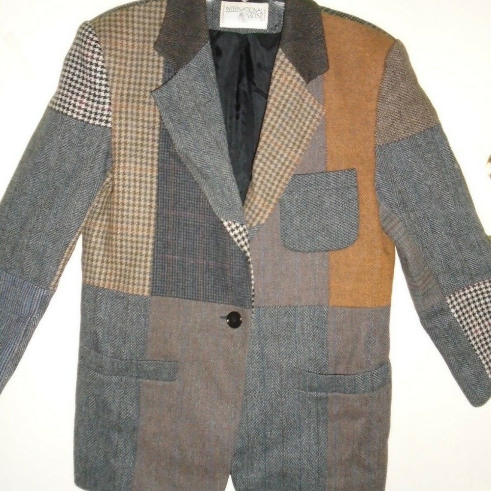 Vintage Rare Patchwork Lined Wool Blazer Jacket - image 6